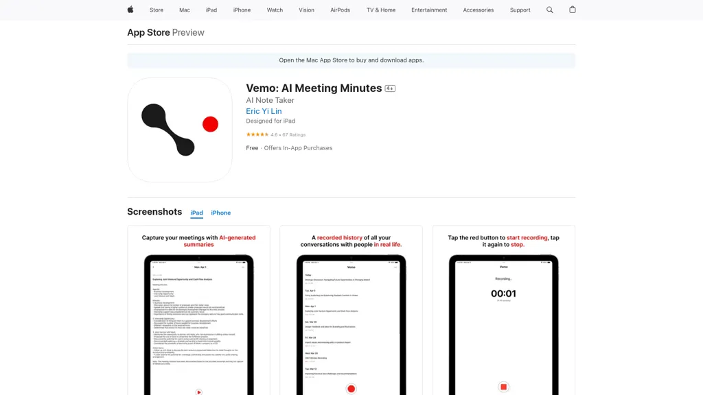 Vemo: AI Note Taker website