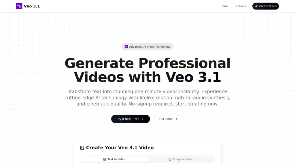 Veo 3.1 AI tool screenshot