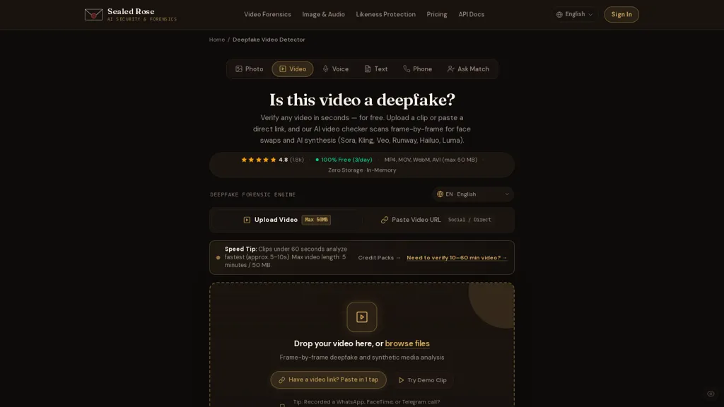 Sealedrose - Fake video detector screenshot