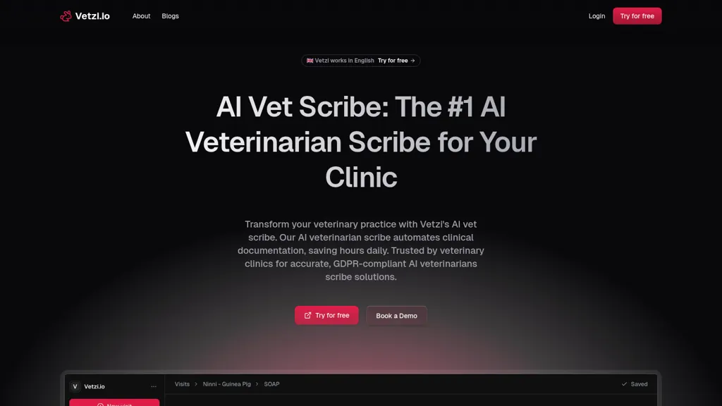 Vetzi.io AI tool screenshot