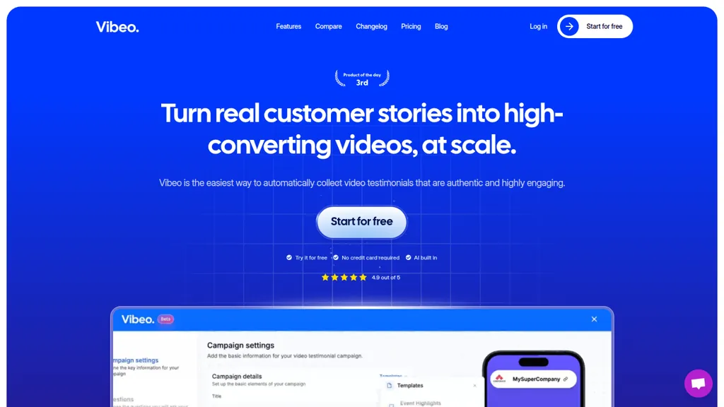 Vibeo AI tool screenshot