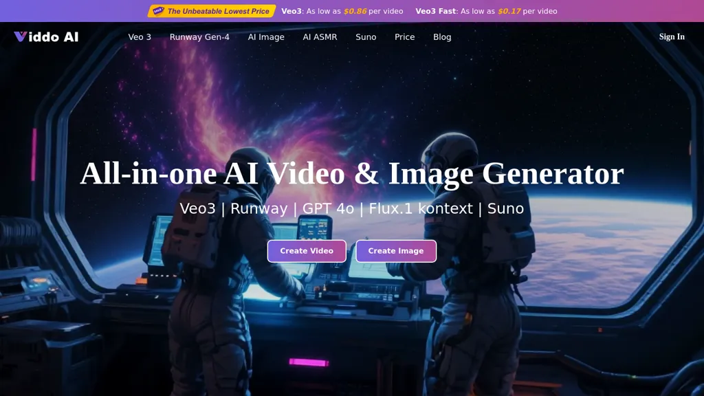 Viddo AI Video Generator website