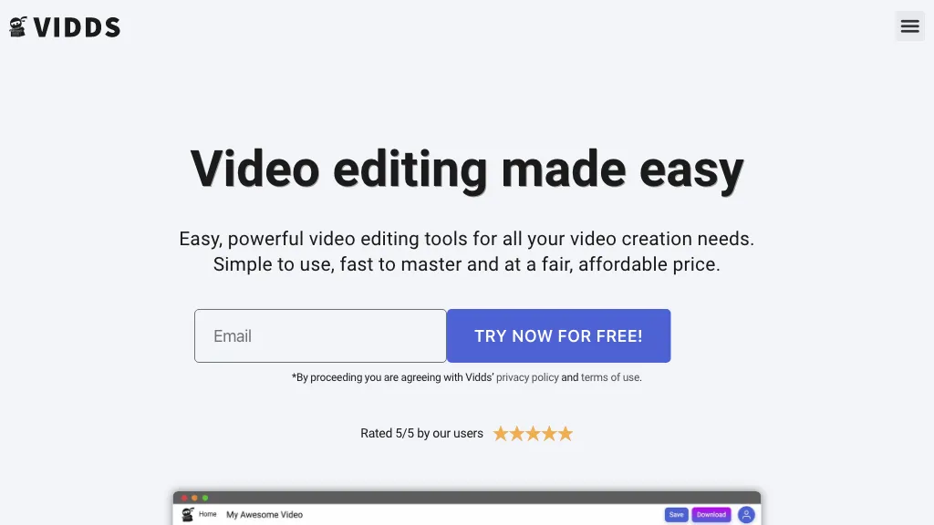 Video Editor by Vidds website