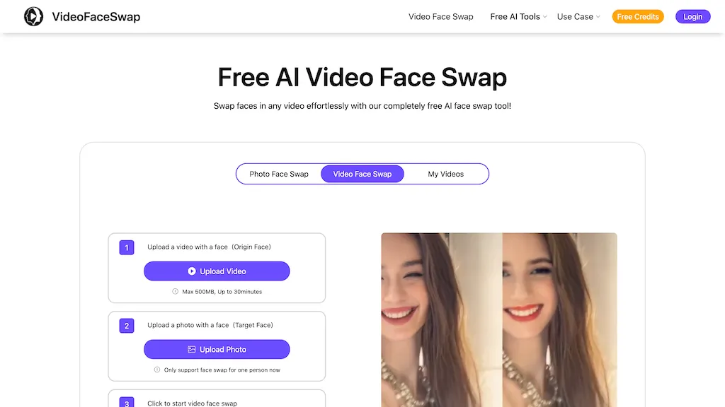 Video Face Swap website
