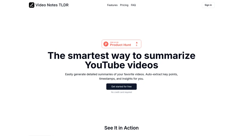 Video Notes TLDR AI tool screenshot