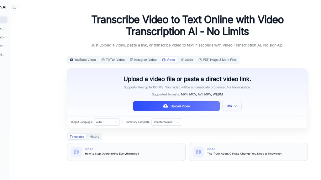 VideoTranscription AI AI tool screenshot