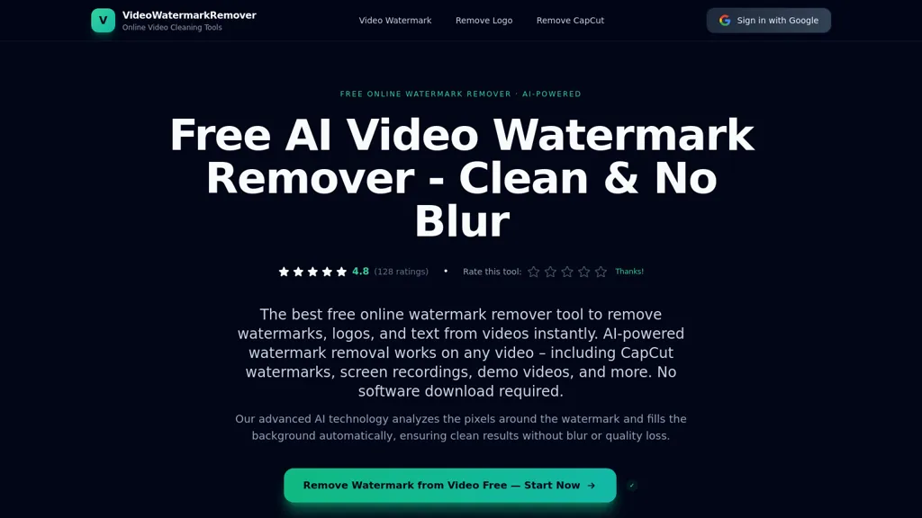 VideoWatermarkRemove AI tool screenshot