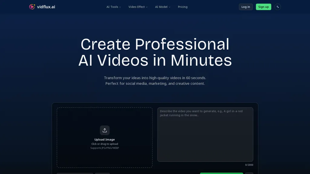 vidflux AI tool screenshot