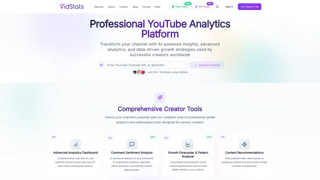 VidStats AI tool screenshot