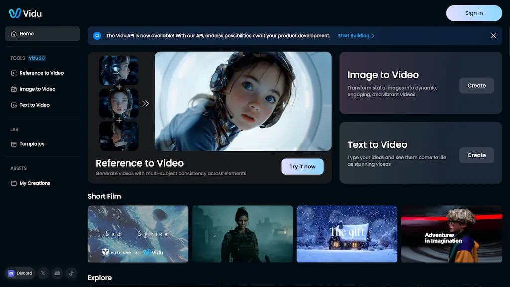 Vidu AI website