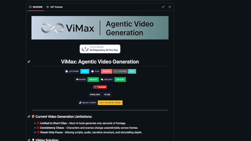ViMax AI tool screenshot