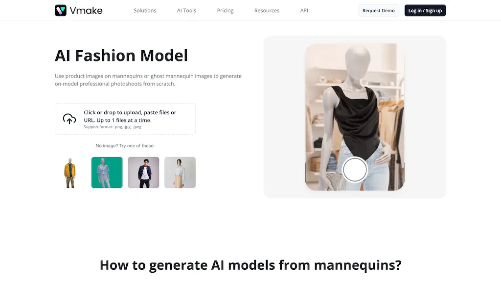 Vmake Fashion Model Studio website