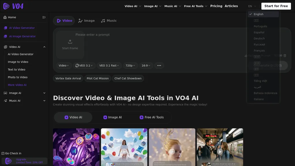 VO4 AI tool screenshot