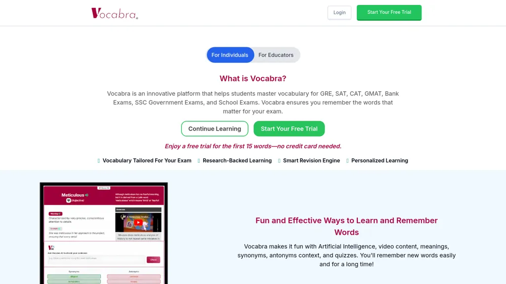 Vocabra website