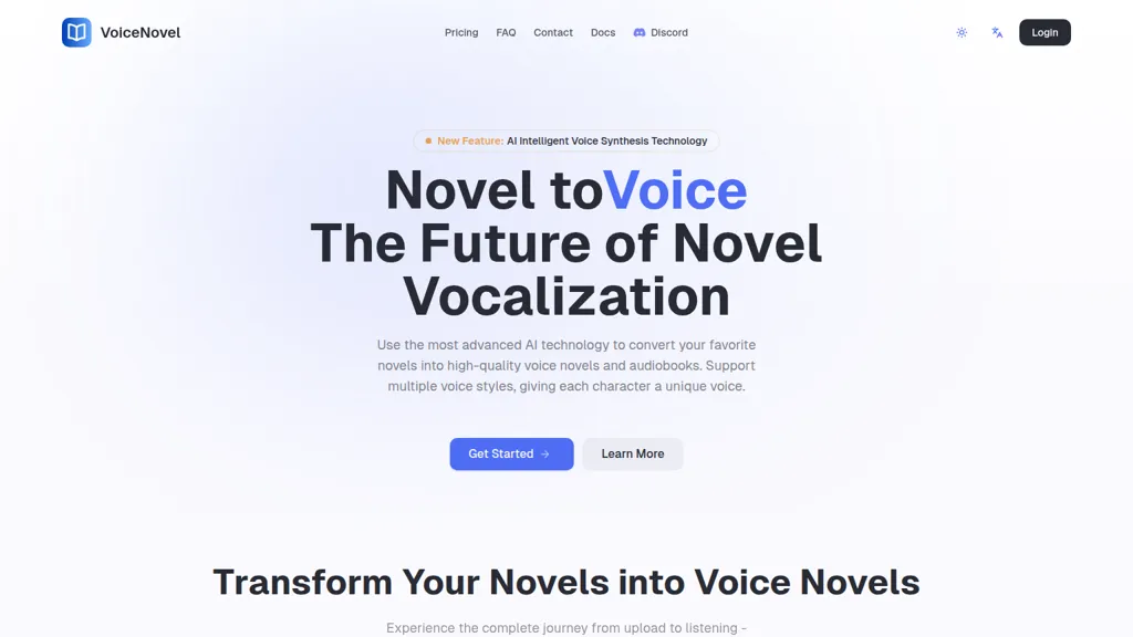 VoiceNovel AI tool screenshot