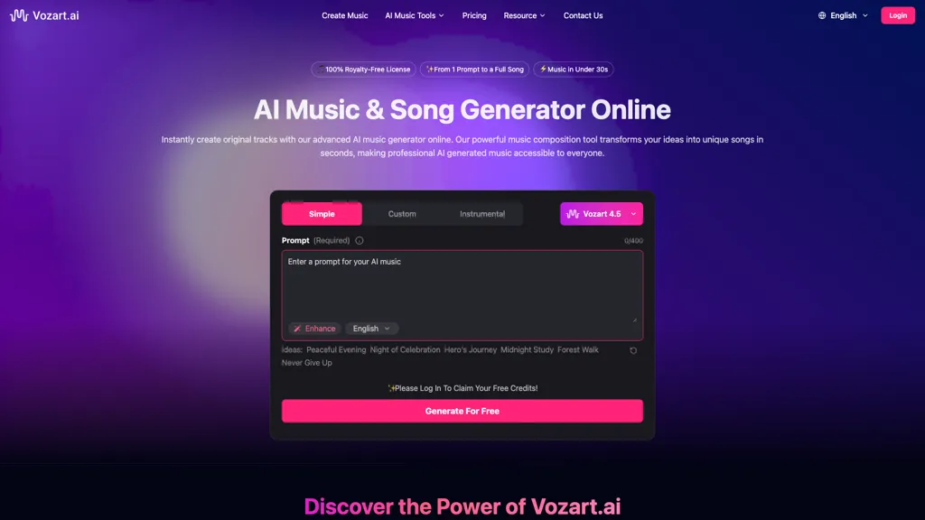 Vozart  AI tool screenshot