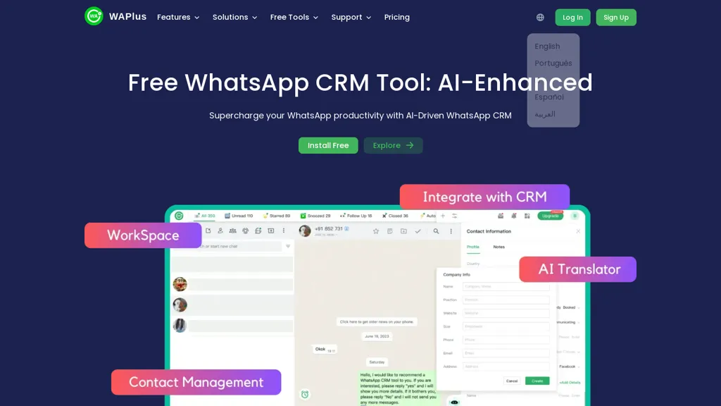 WAPlus - AI WhatsApp CRM website