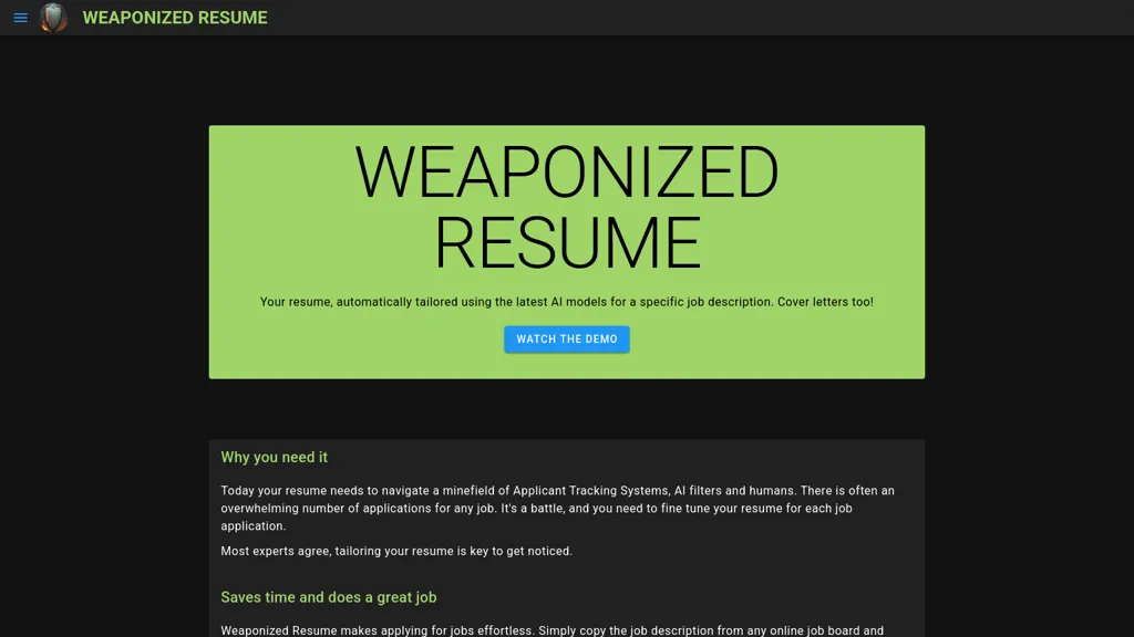 WEAPONIZED RESUME website
