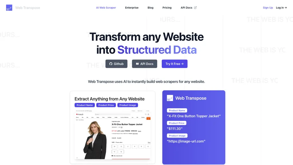 Web Transpose website