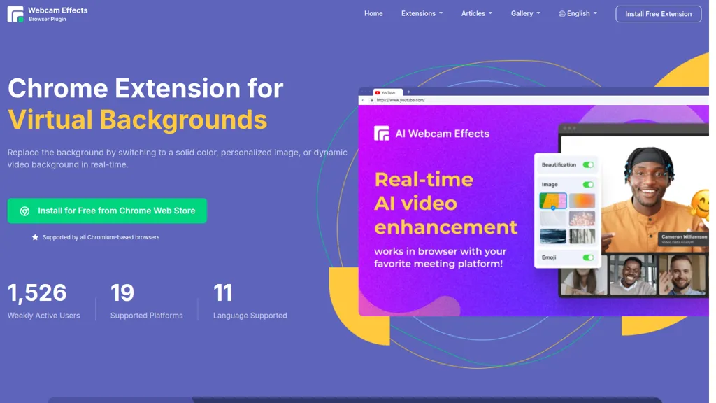 webcameffects.app AI tool screenshot