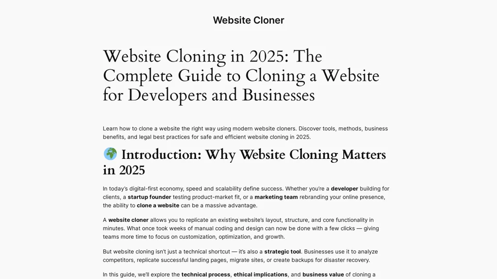 Website Cloner AI tool screenshot