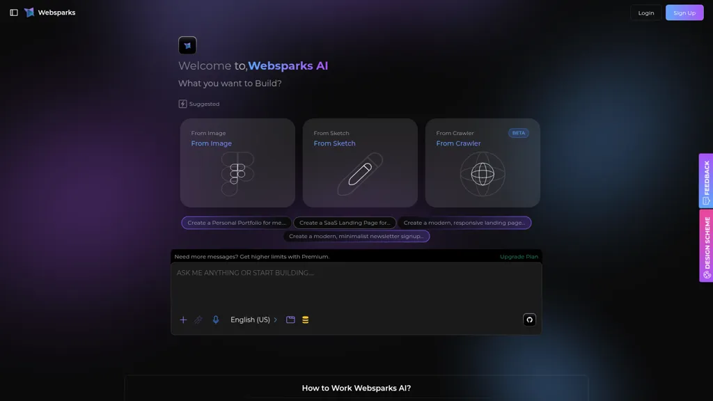 Websparks AI tool screenshot