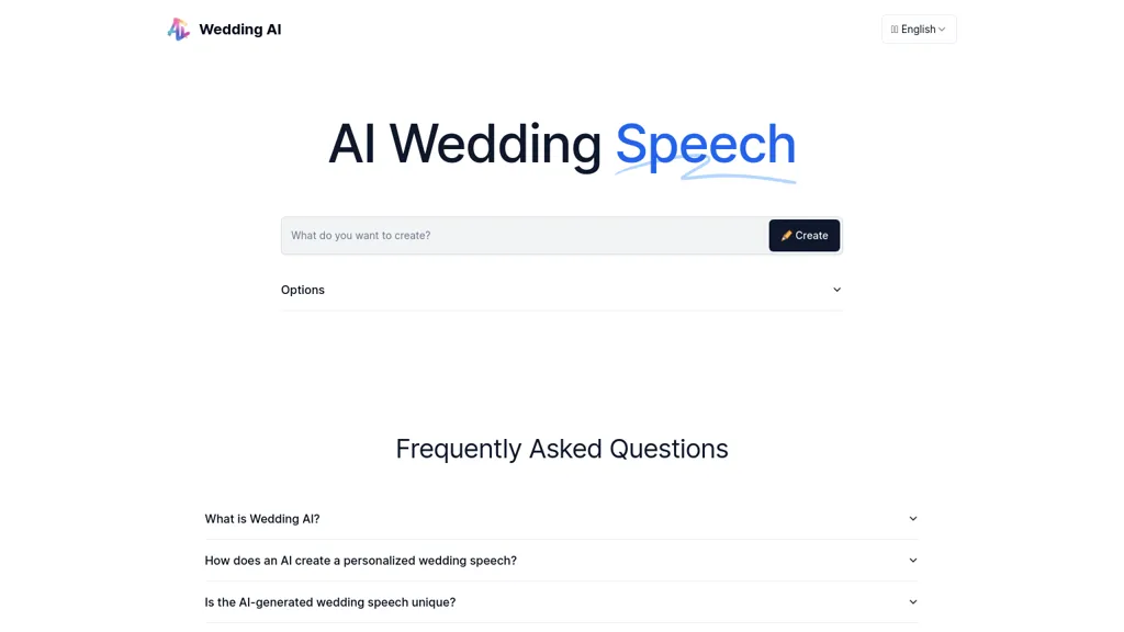 Wedding Speech AI website