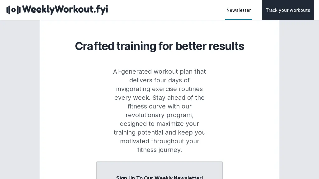 Weekly Workout website