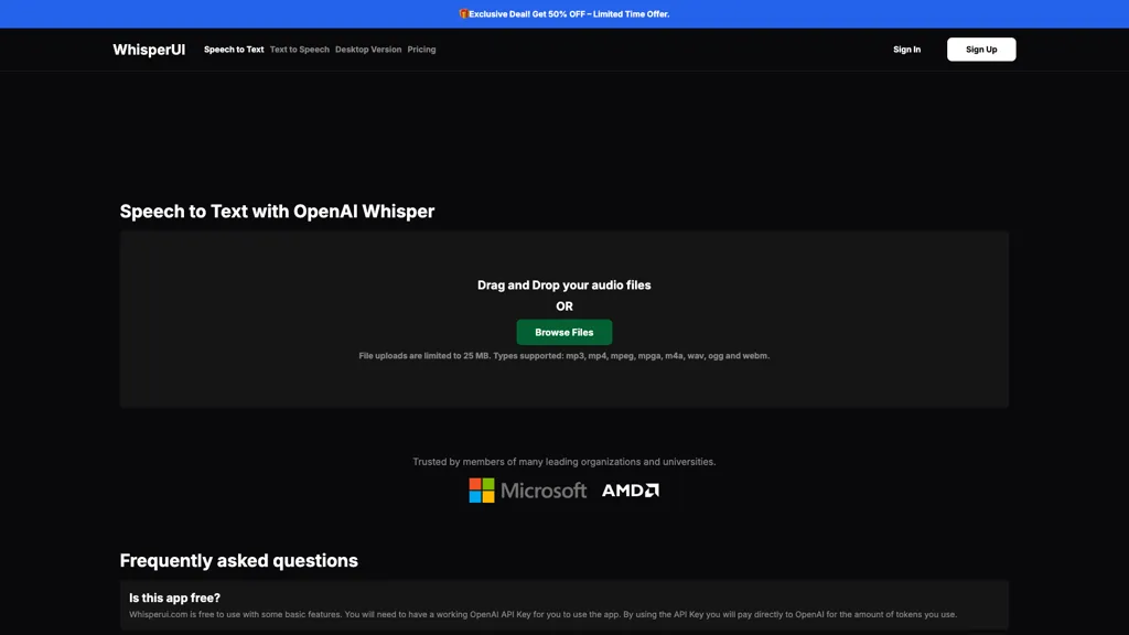 WhisperUI AI tool screenshot