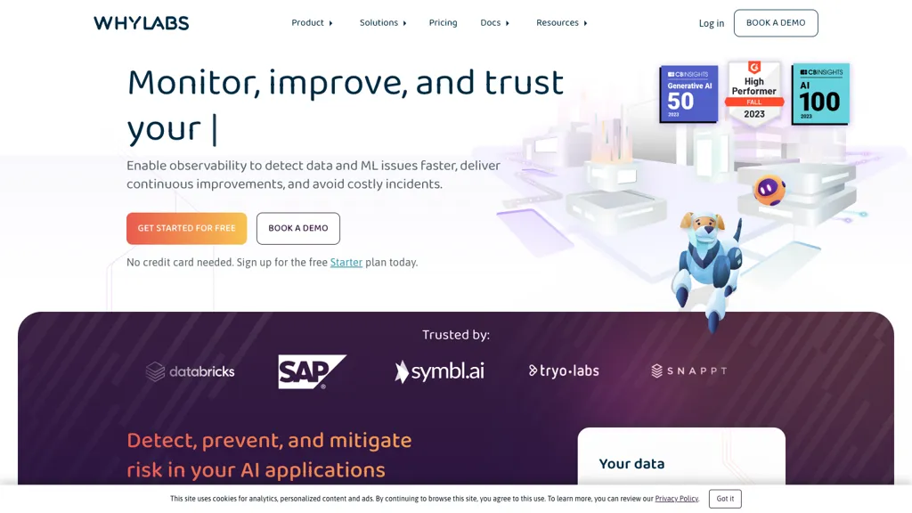 WhyLabs AI Observatory website