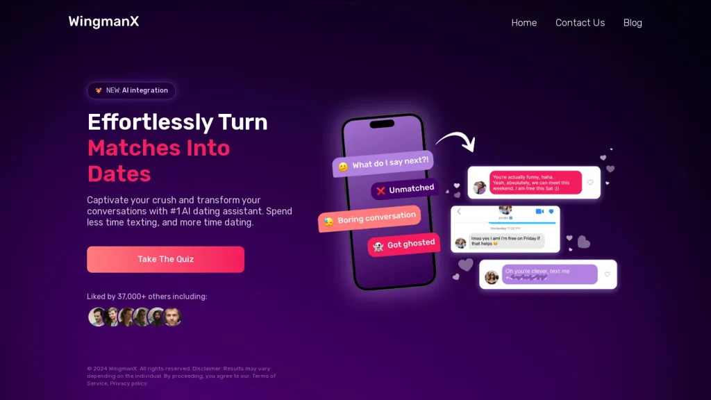 WingmanX AI Dating Assistant  website