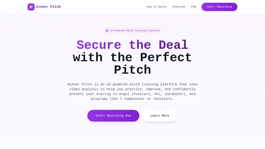 Winner Pitch website