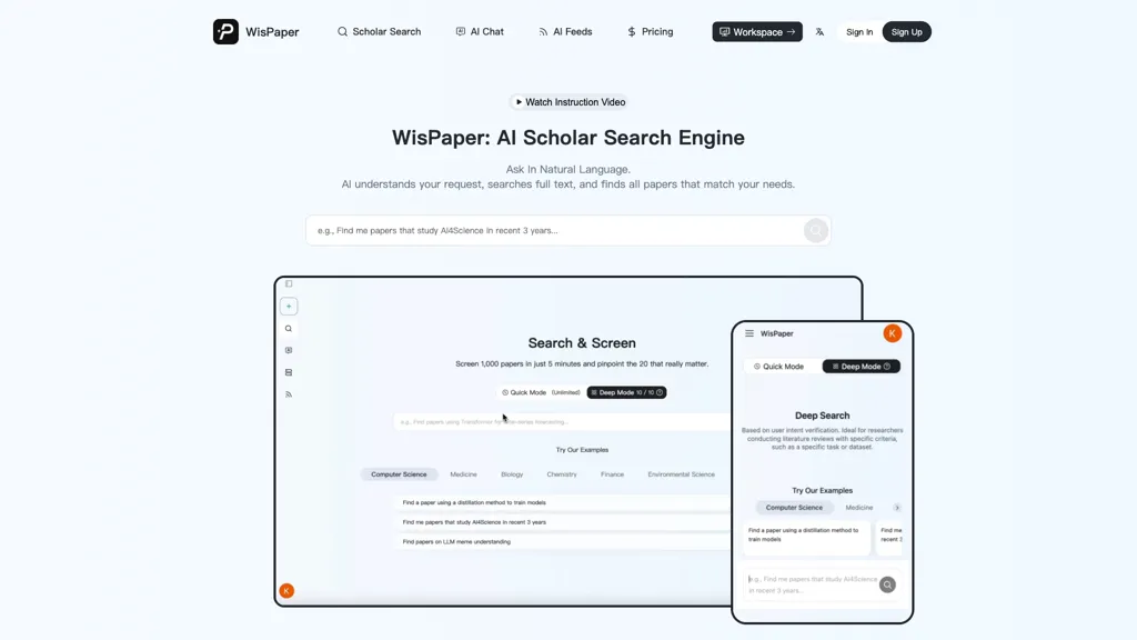 WisPaper AI tool screenshot