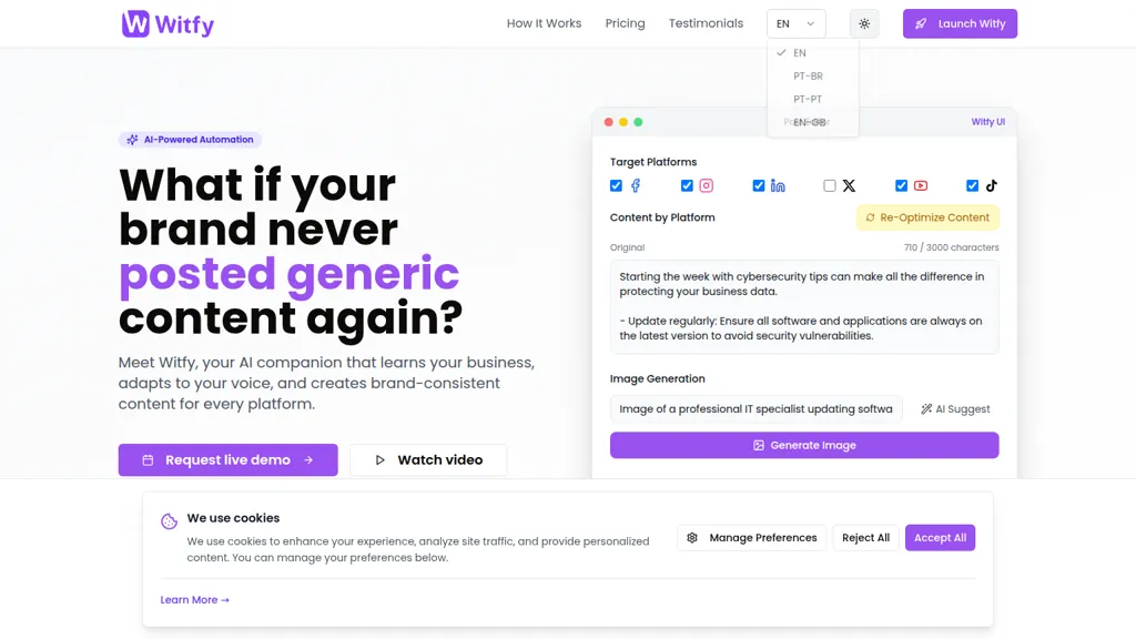 Witfy AI tool screenshot