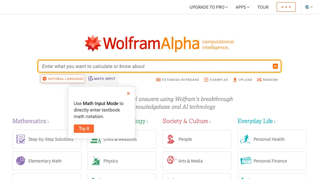 WolframAlpha website