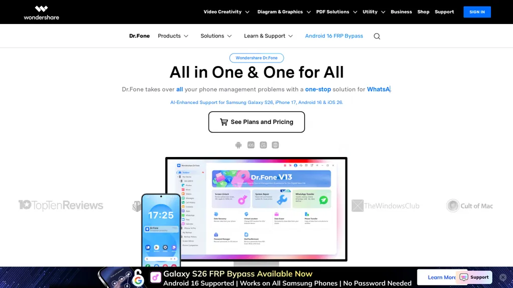 Wondershare Dr.Fone AI tool screenshot
