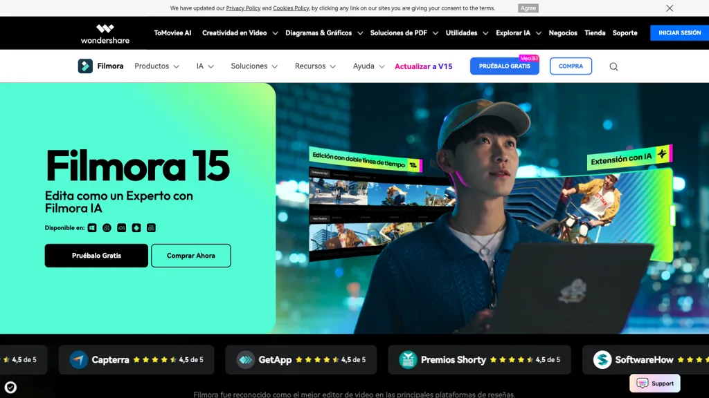 Wondershare Filmora ES AI tool screenshot