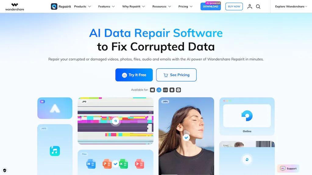 Wondershare Repairit AI tool screenshot
