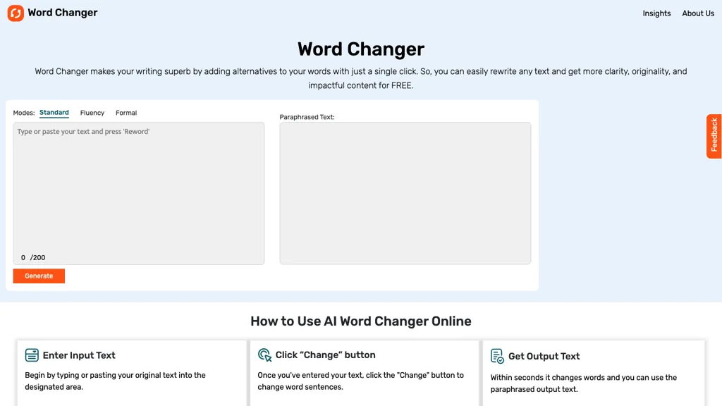 Word Changer website
