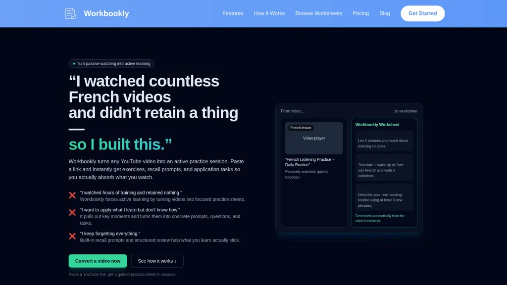 Workbookly AI tool screenshot