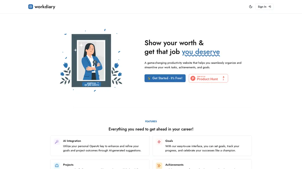 Workdiary website