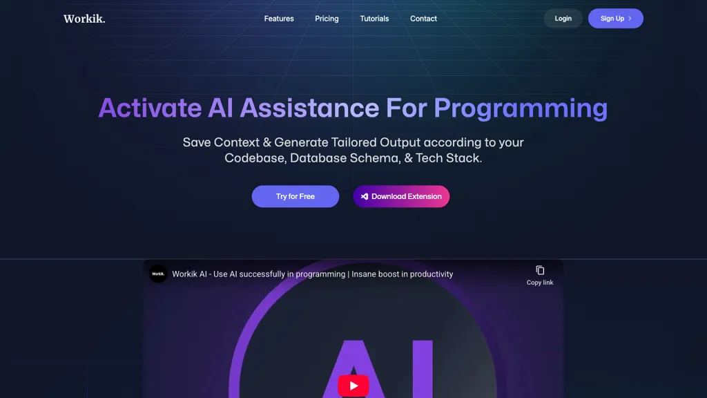 Workik AI tool screenshot