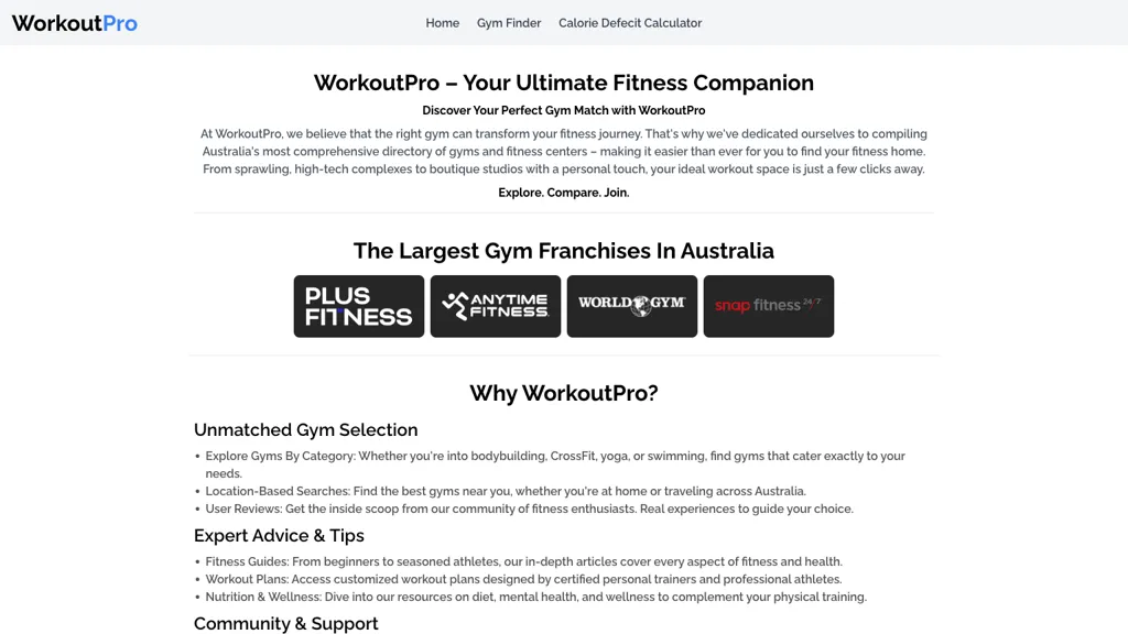WorkoutPro website
