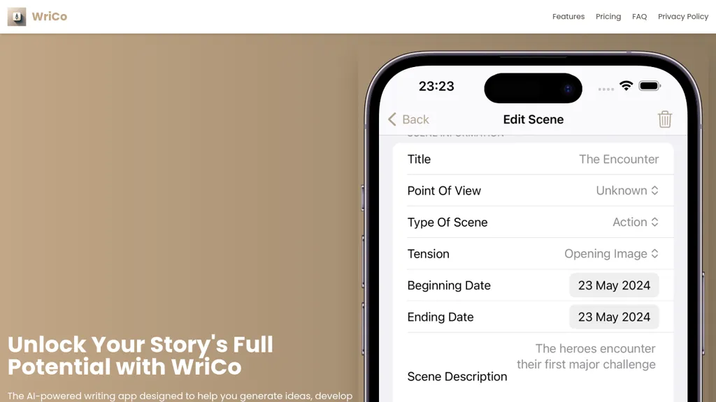 WriCo AI tool screenshot