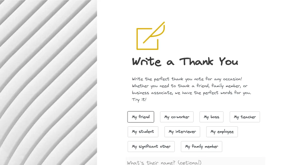 Write A Thank You website