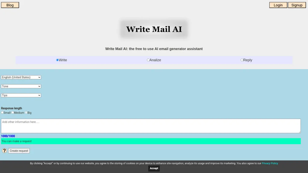 Write Mail AI website