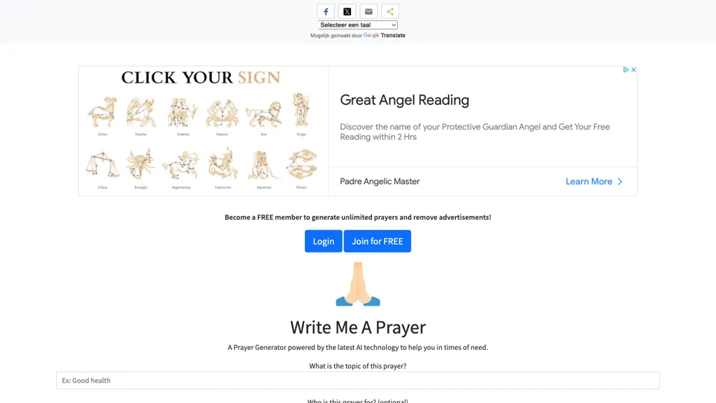 Write Me A Prayer website