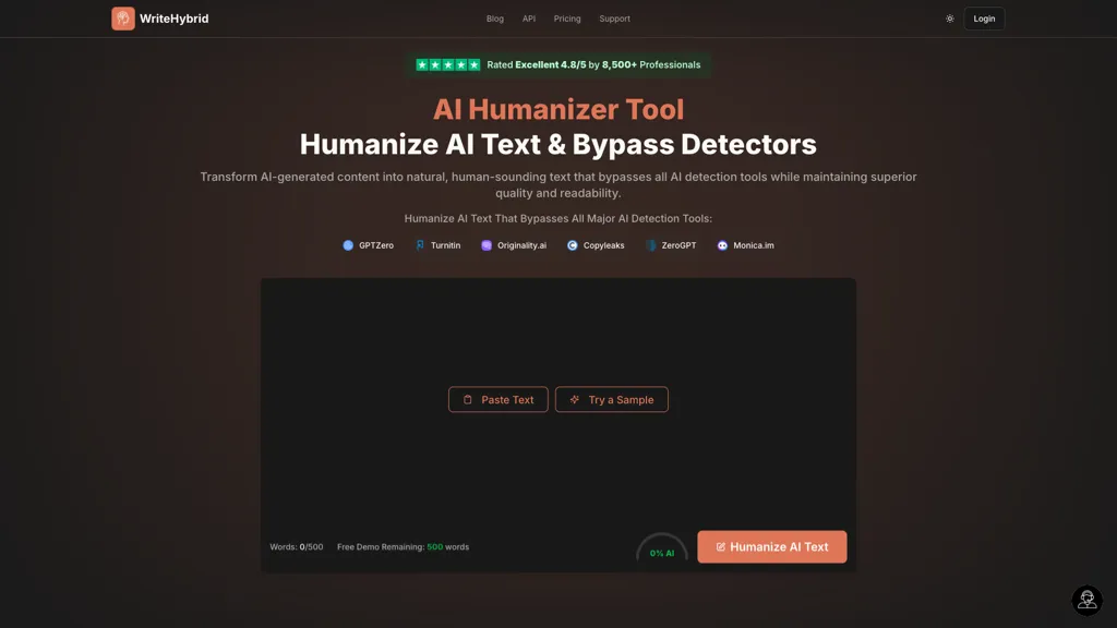 WriteHybrid AI tool screenshot