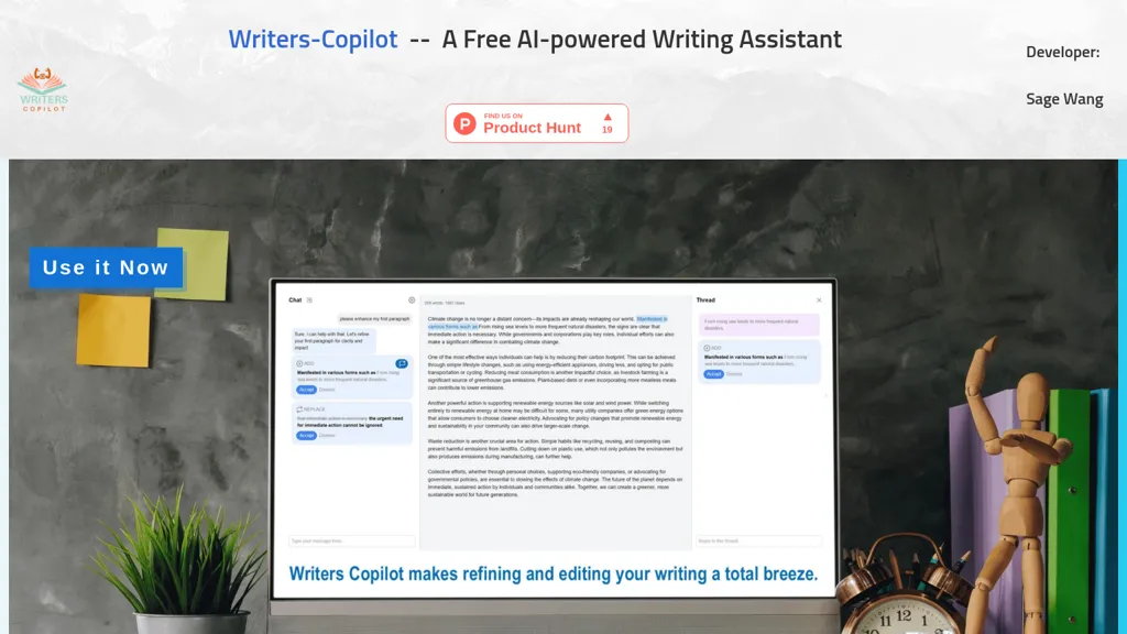 Writers Copilot website