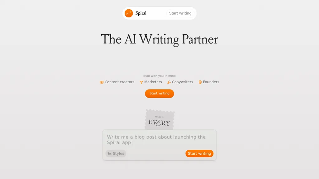 writewithspiral.com AI tool screenshot